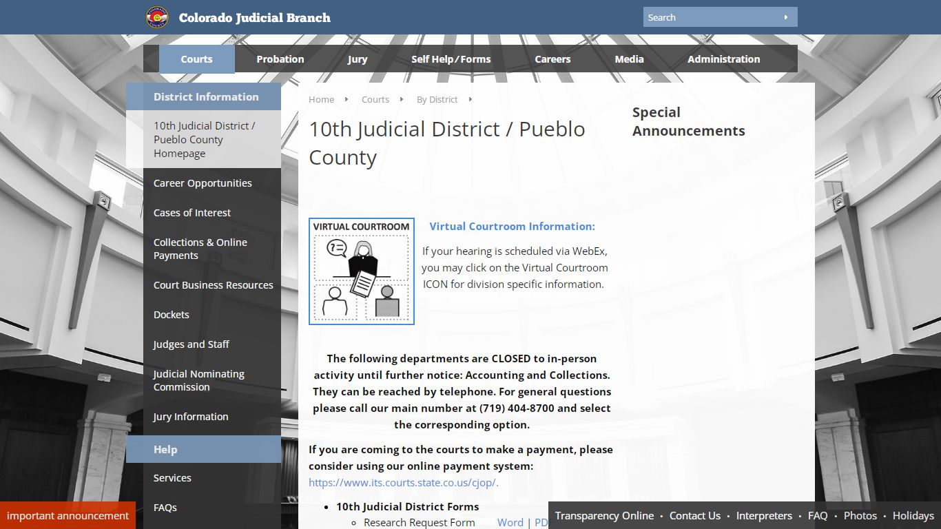 Colorado Judicial Branch - 10th Judicial District - Homepage